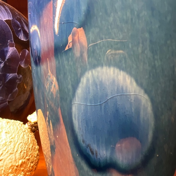 Poole pottery mcm mid century modern vintage blue polka dot vase 8” - Picture 9 of 9